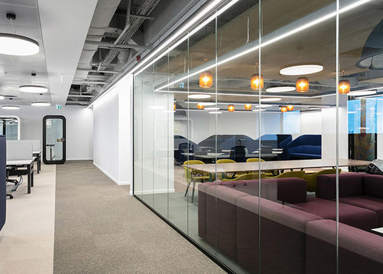 Sound proof Glass partition wall customized color frameless high quality glue full view