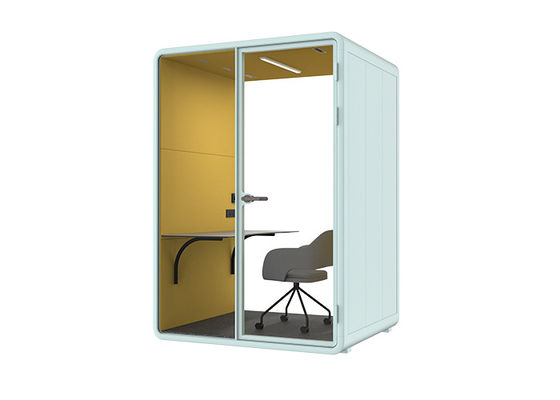 2 Person Acoustic Office Phone Booths Middle Size Movable Silent Booth With Furniture