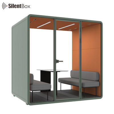 Movable Soundproof Meeting Pod with 4 People Seats STC30dB and 4000K Natural Light