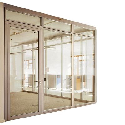 Interior Glass Wall System Room Divider Aluminium Partition Wall with Built-in Door