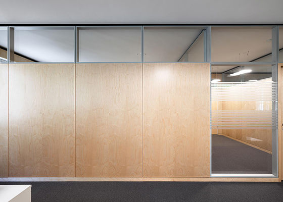 سیستم دیوار جداکننده شیشه ای جامد قطع شده فولاد ملامین HPL با درب